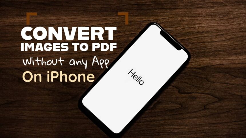 an iPhone and text "Convert Photos to PDF file Free"