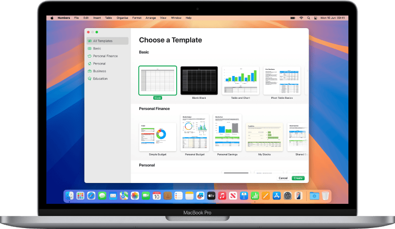 Apple Numbers Additional Features of Spreadsheet screenshot