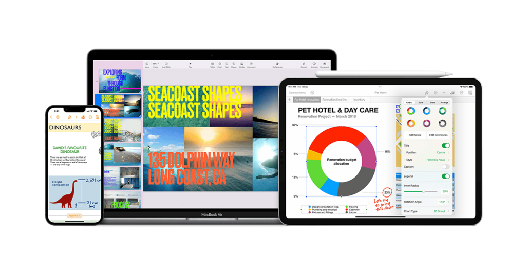 iWork Displays and charts